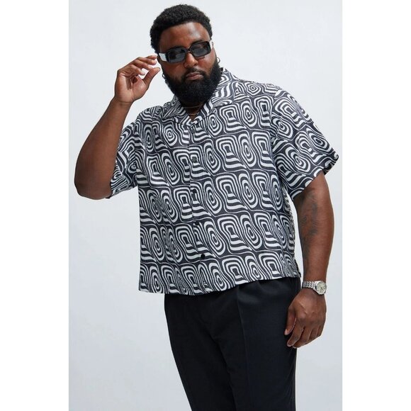 Osiris Textured Button Up Short Sleeve Shirt Black Men's - Picture 5 of 7